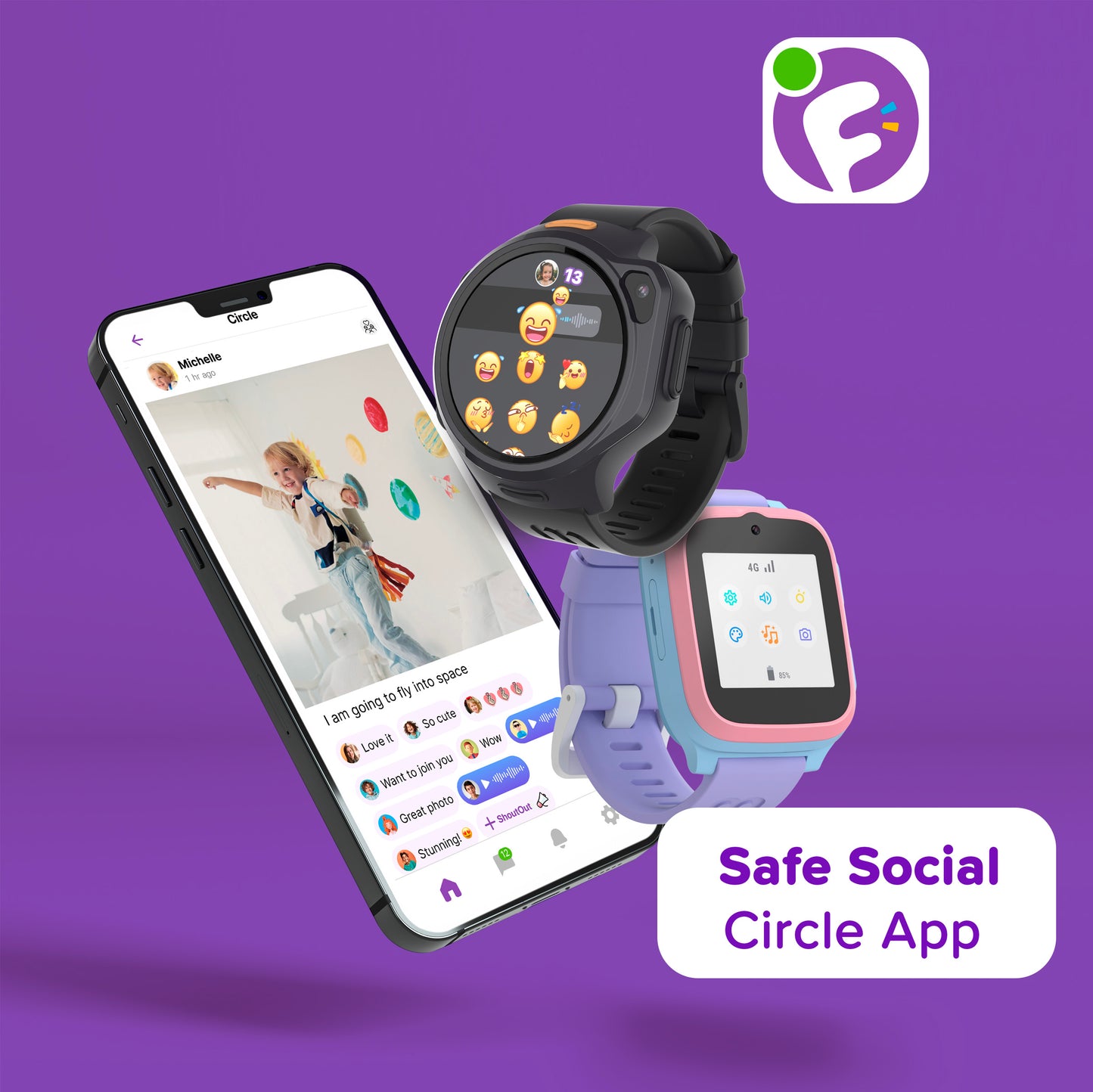4G eSIM for Kids with GPS Tracking, Video Call (Round) | myFirst Fone R2