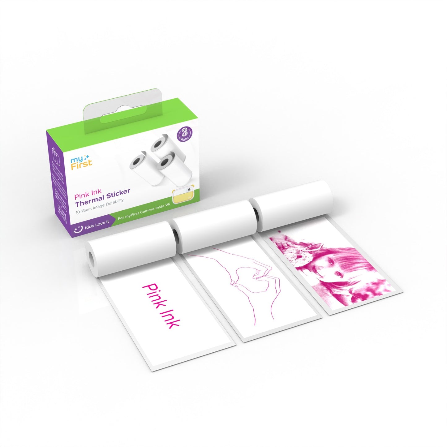 Thermal Sticker White with Pink Ink for myFirst Camera Insta 2/Insta Wi /Insta 20
