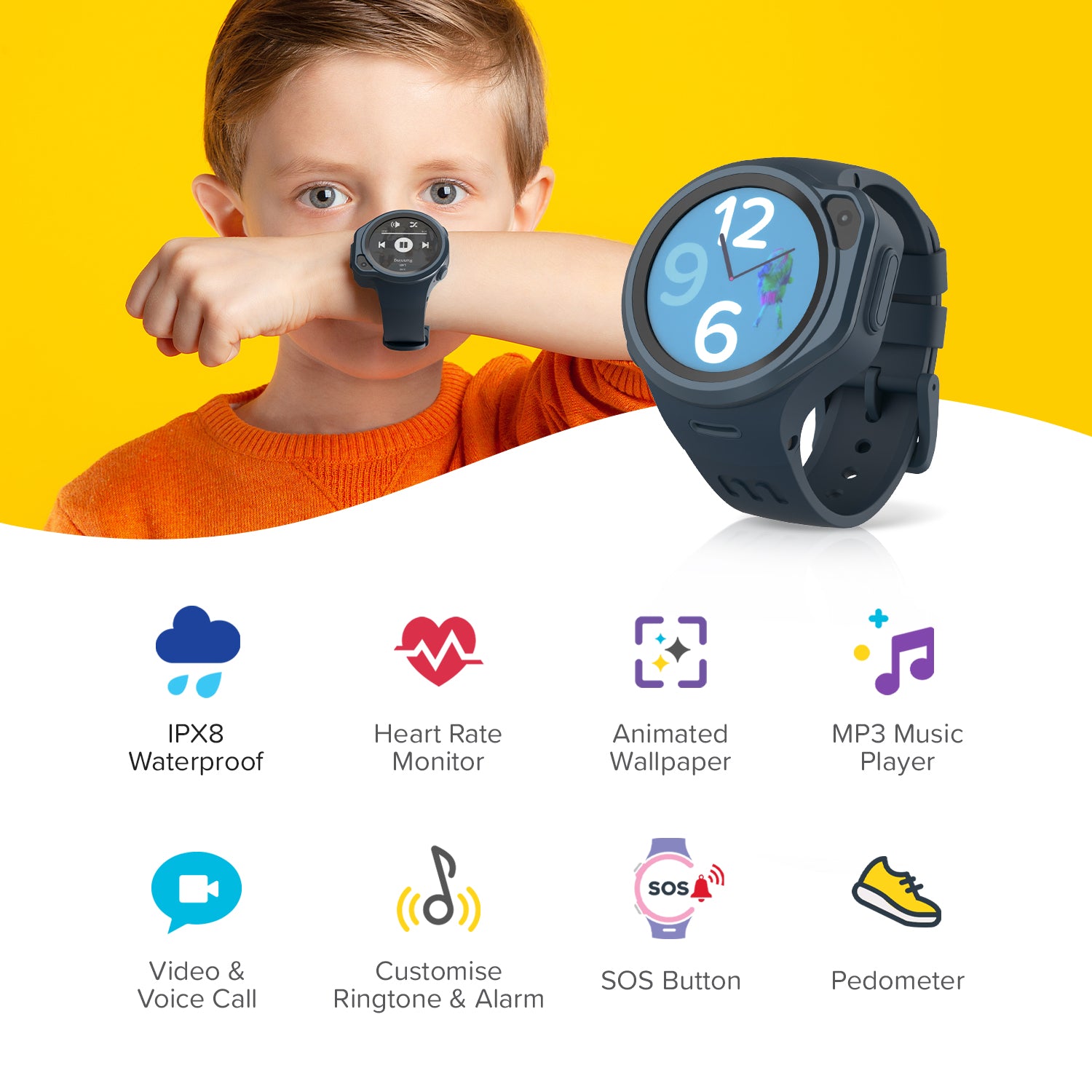 Smart Watch for Kids (Round)| Safe Cell Phone with GPS Tracking, Video Call | myFirst Fone R1s