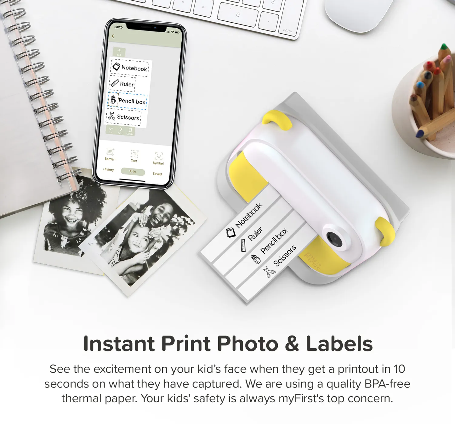 Instant Print Camera & Label Maker | Thermal Printer w/ Refills | myFirst Camera Insta Wi