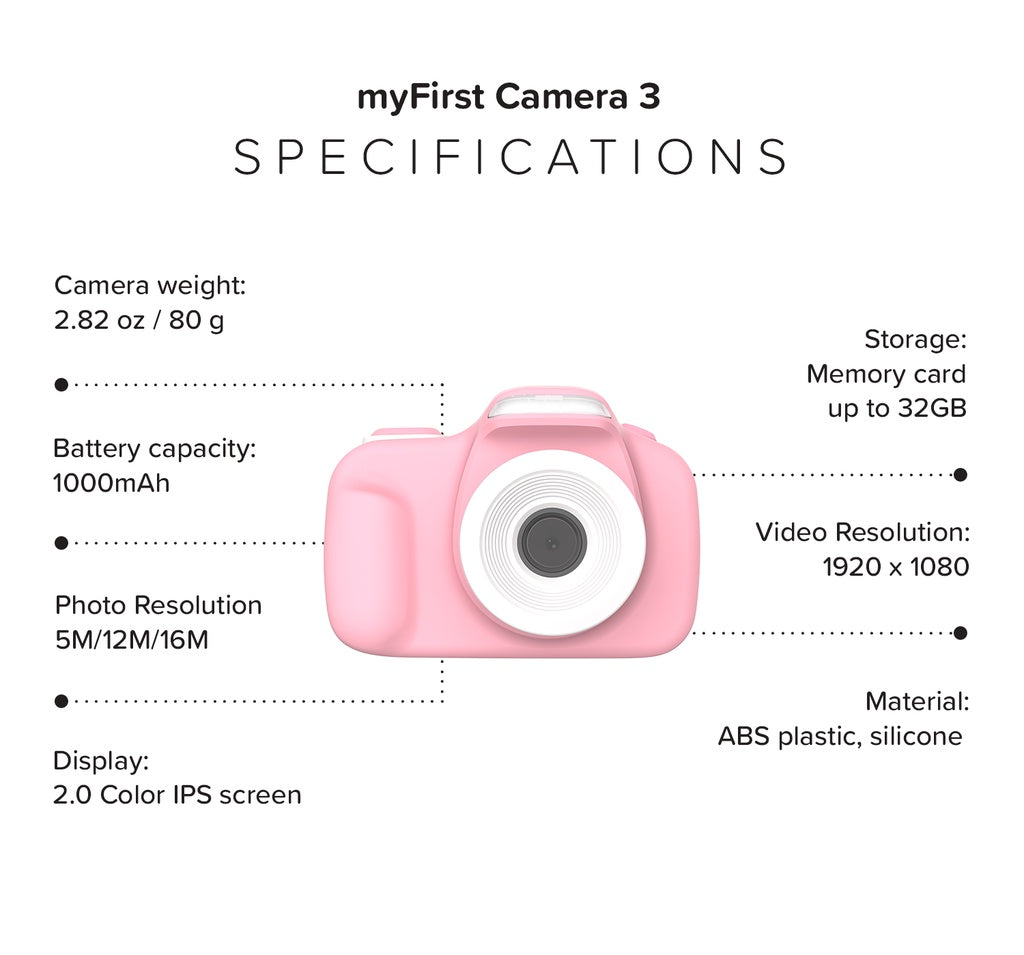 Kids Digital Camera with Rubber Protective Case & Lanyard | myFirst Camera 3